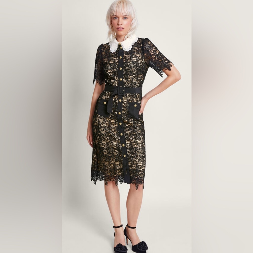 Larae lace shirt dress black